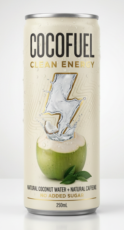 COCOFUEL 250mL slim can — clean energy with natural caffeine, on 100% coconut water
